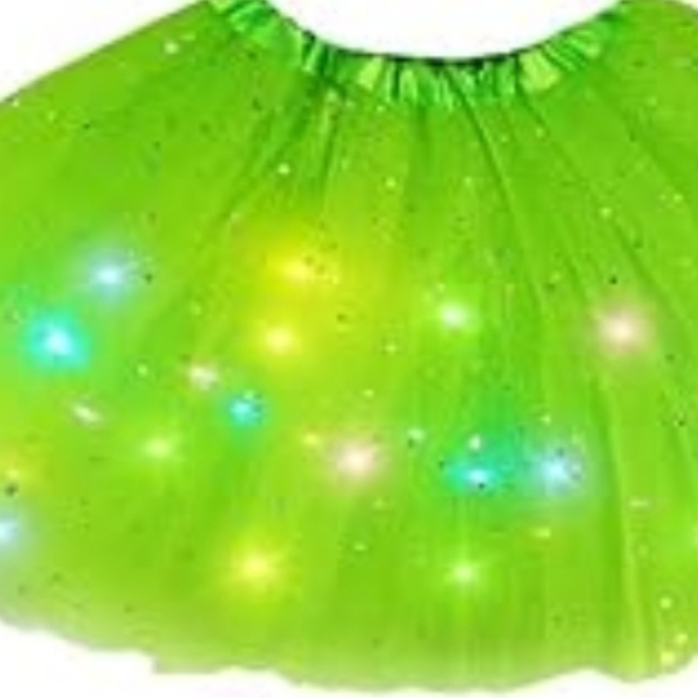 New LED Light-Up 3-Layered Tulle Green Festival Tutu Skirt